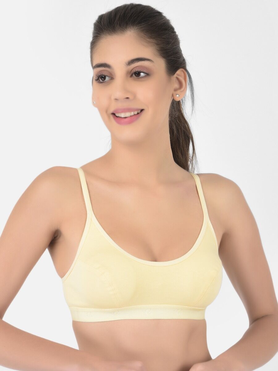Softline Women's Non Padded Wire Free Sports Bra in 100% Cotton Fabric with Full Cup Coverage, Double Layered Cups, and Slip On Design (1063)