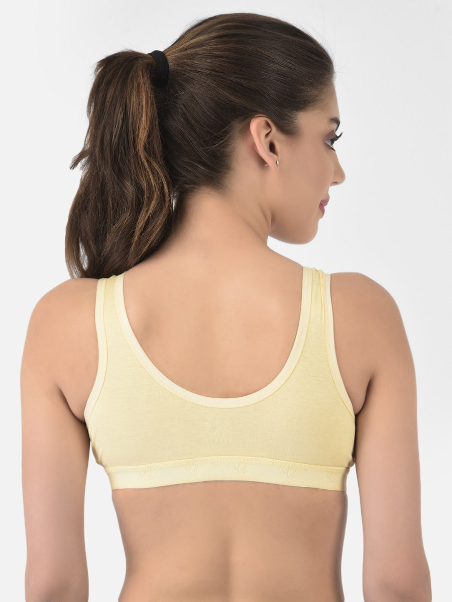 Softline Women's Non Padded Wire Free Sports Bra in 100% Cotton Fabric with Full Cup Coverage, Broad Underband,Double Layered Cups, and Slip On Design (1064)