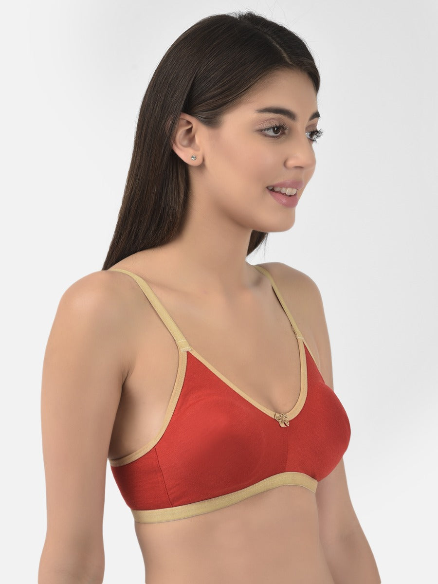 Softline Women's Soft Non Padded Wire free Bra in 100% Polyester Fabric with Elastic Straps and Hook Closure