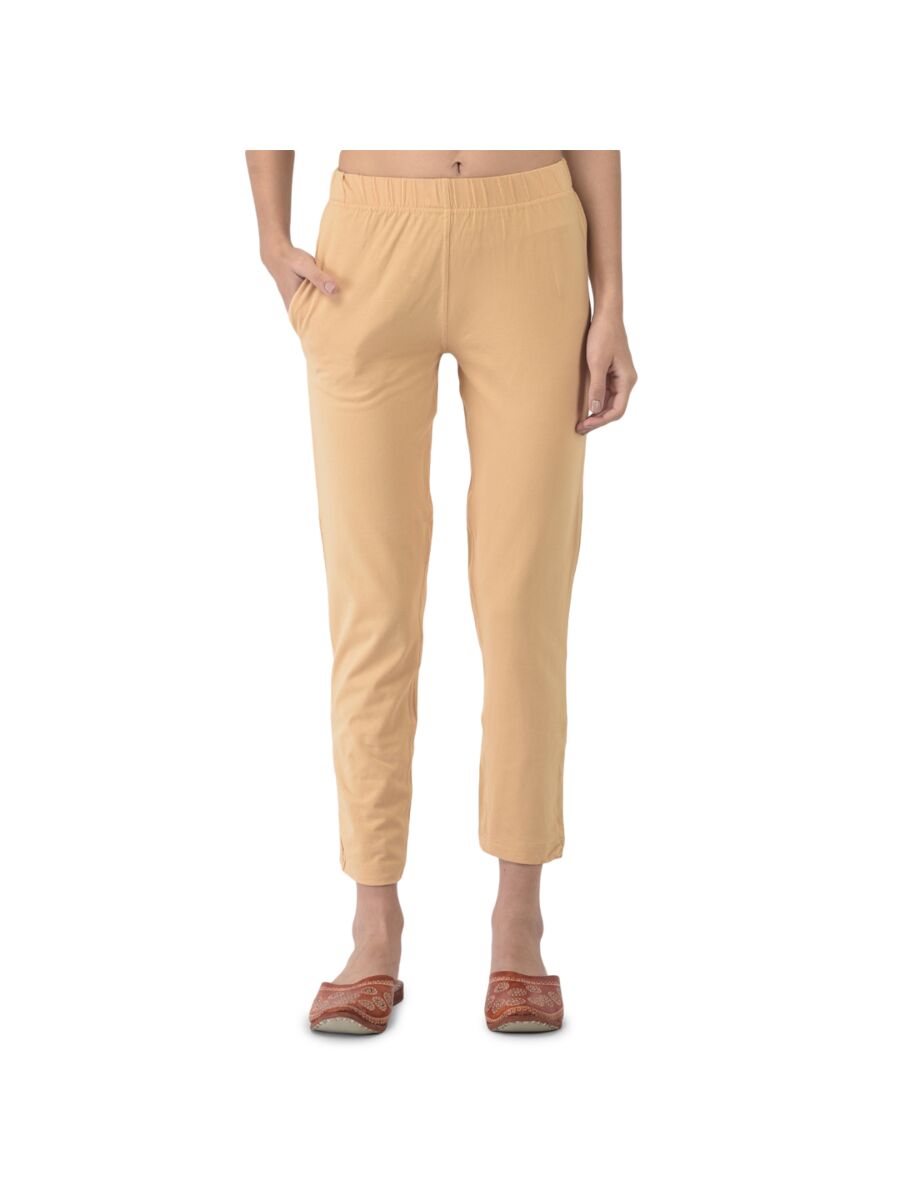 Softline Women's Kurti Pants in Cotton Rich Fabric with Mid Rise Fit, 4 Way-Stretchability, Soft Elastic Waistband, and Quick Dry Properties