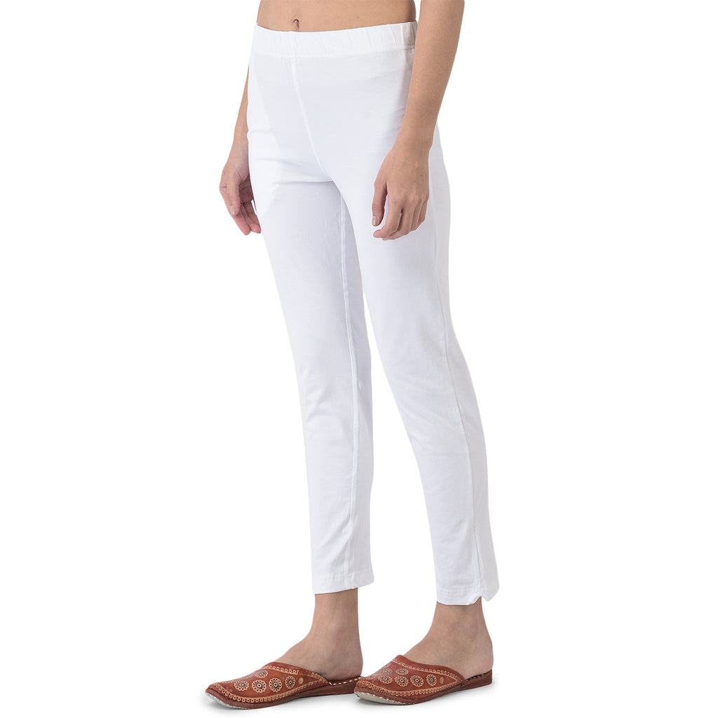 Softline Women's Kurti Pants in Cotton Rich Fabric with Mid Rise Fit, 4 Way-Stretchability, Soft Elastic Waistband, and Quick Dry Properties