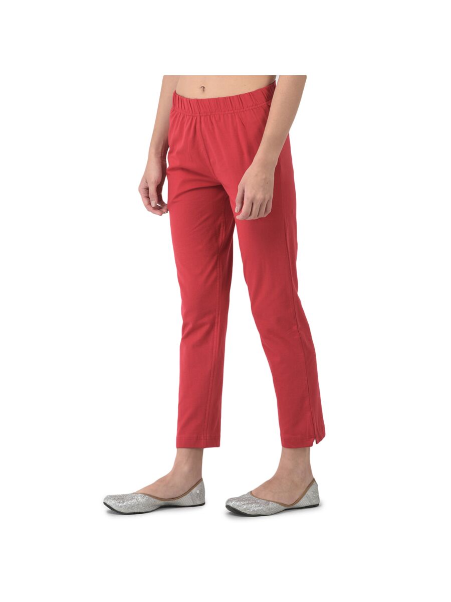 Softline Women's Kurti Pants in Cotton Rich Fabric with Mid Rise Fit, 4 Way-Stretchability, Soft Elastic Waistband, and Quick Dry Properties