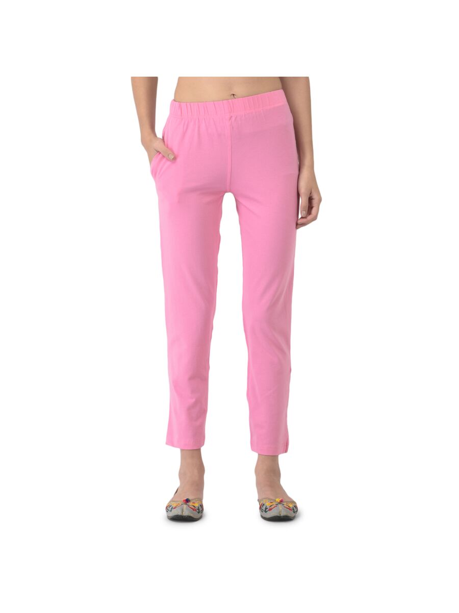 Softline Women's Kurti Pants in Cotton Rich Fabric with Mid Rise Fit, 4 Way-Stretchability, Soft Elastic Waistband, and Quick Dry Properties