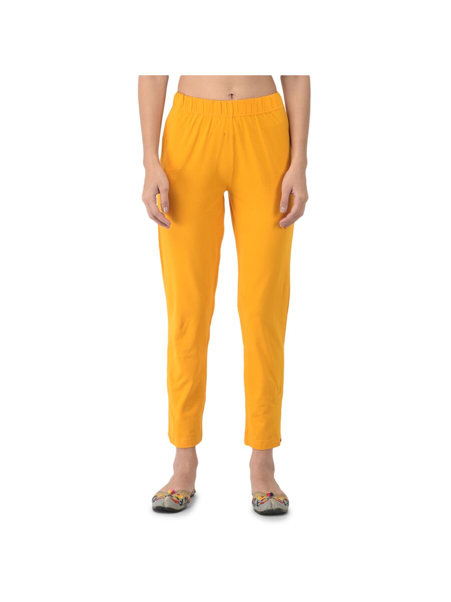 Softline Women's Kurti Pants in Cotton Rich Fabric with Mid Rise Fit, 4 Way-Stretchability, Soft Elastic Waistband, and Quick Dry Properties