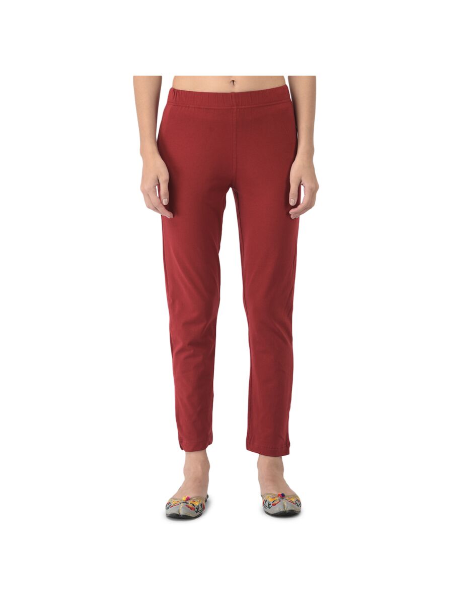 Softline Women's Kurti Pants in Cotton Rich Fabric with Mid Rise Fit, 4 Way-Stretchability, Soft Elastic Waistband, and Quick Dry Properties