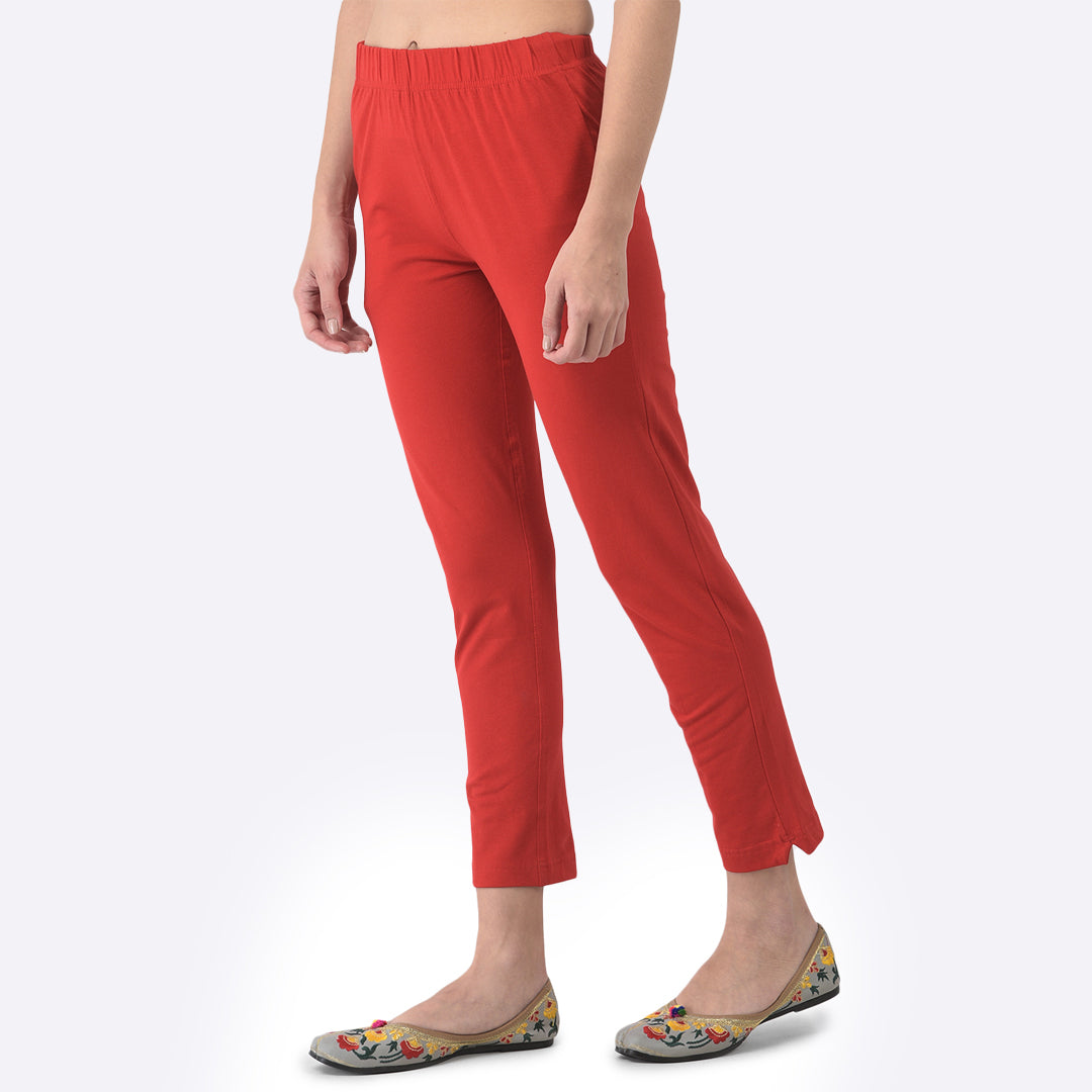 Softline Women's Kurti Pants in Cotton Rich Fabric with Mid Rise Fit, 4 Way-Stretchability, Soft Elastic Waistband, and Quick Dry Properties