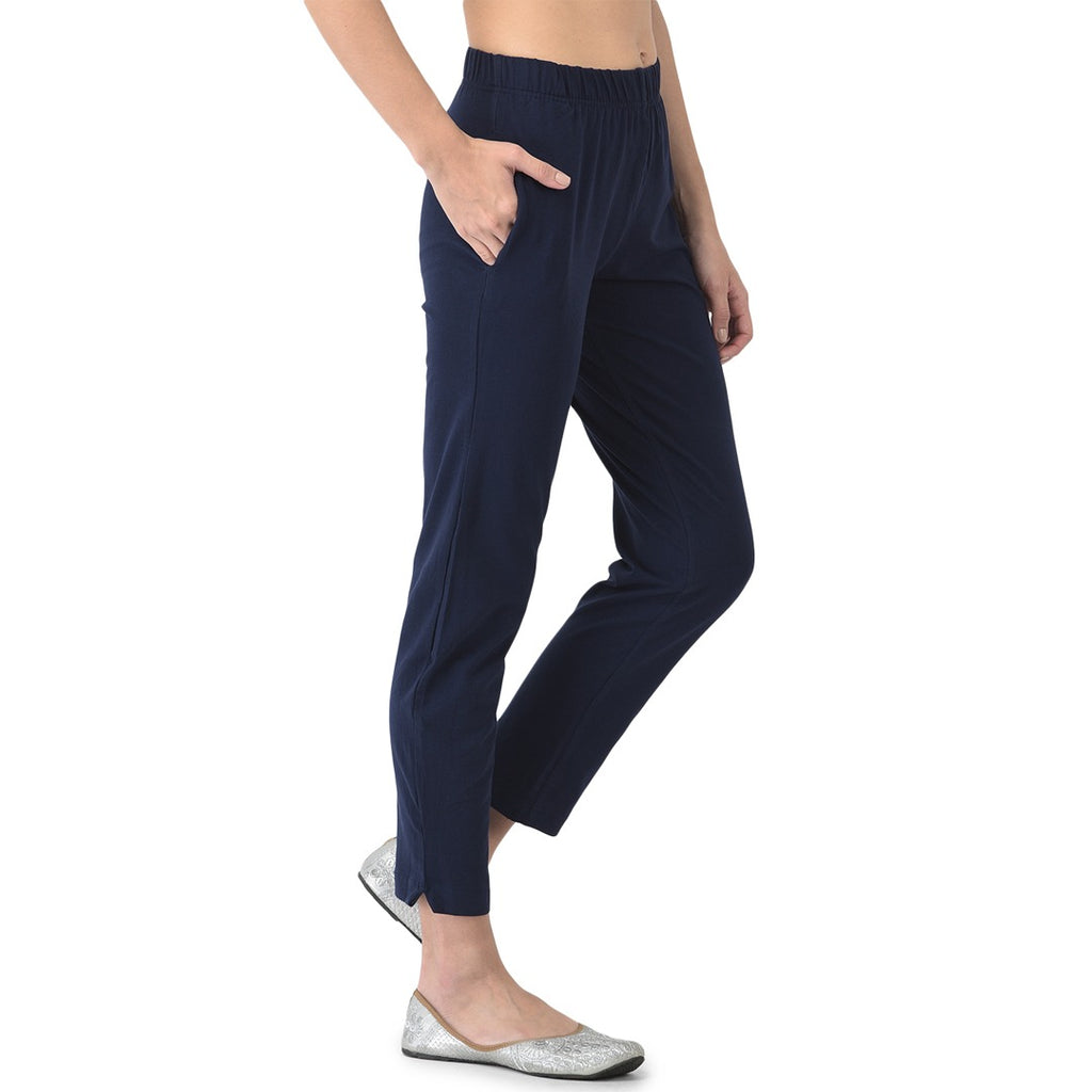 Softline Women's Kurti Pants in Cotton Rich Fabric with Mid Rise Fit, 4 Way-Stretchability, Soft Elastic Waistband, and Quick Dry Properties