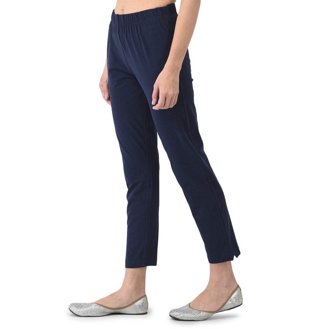 Softline Women's Kurti Pants in Cotton Rich Fabric with Mid Rise Fit, 4 Way-Stretchability, Soft Elastic Waistband, and Quick Dry Properties