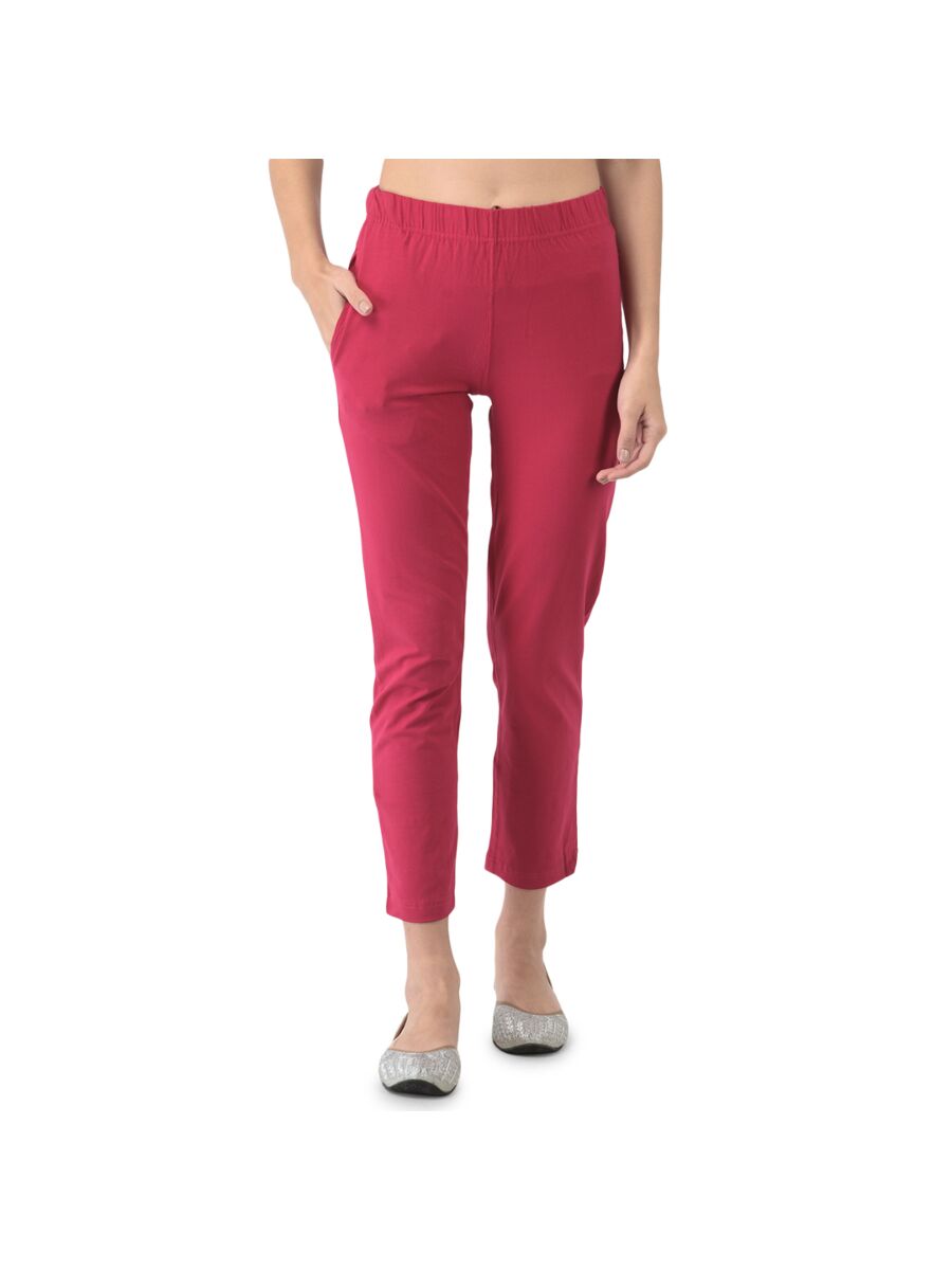 Softline Women's Kurti Pants in Cotton Rich Fabric with Mid Rise Fit, 4 Way-Stretchability, Soft Elastic Waistband, and Quick Dry Properties