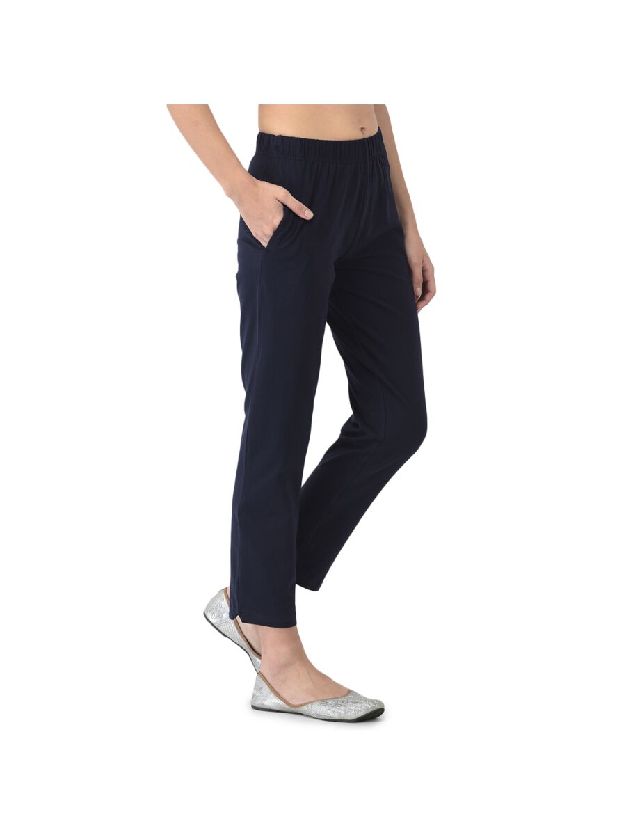 Softline Women's Kurti Pants in Cotton Rich Fabric with Mid Rise Fit, 4 Way-Stretchability, Soft Elastic Waistband, and Quick Dry Properties