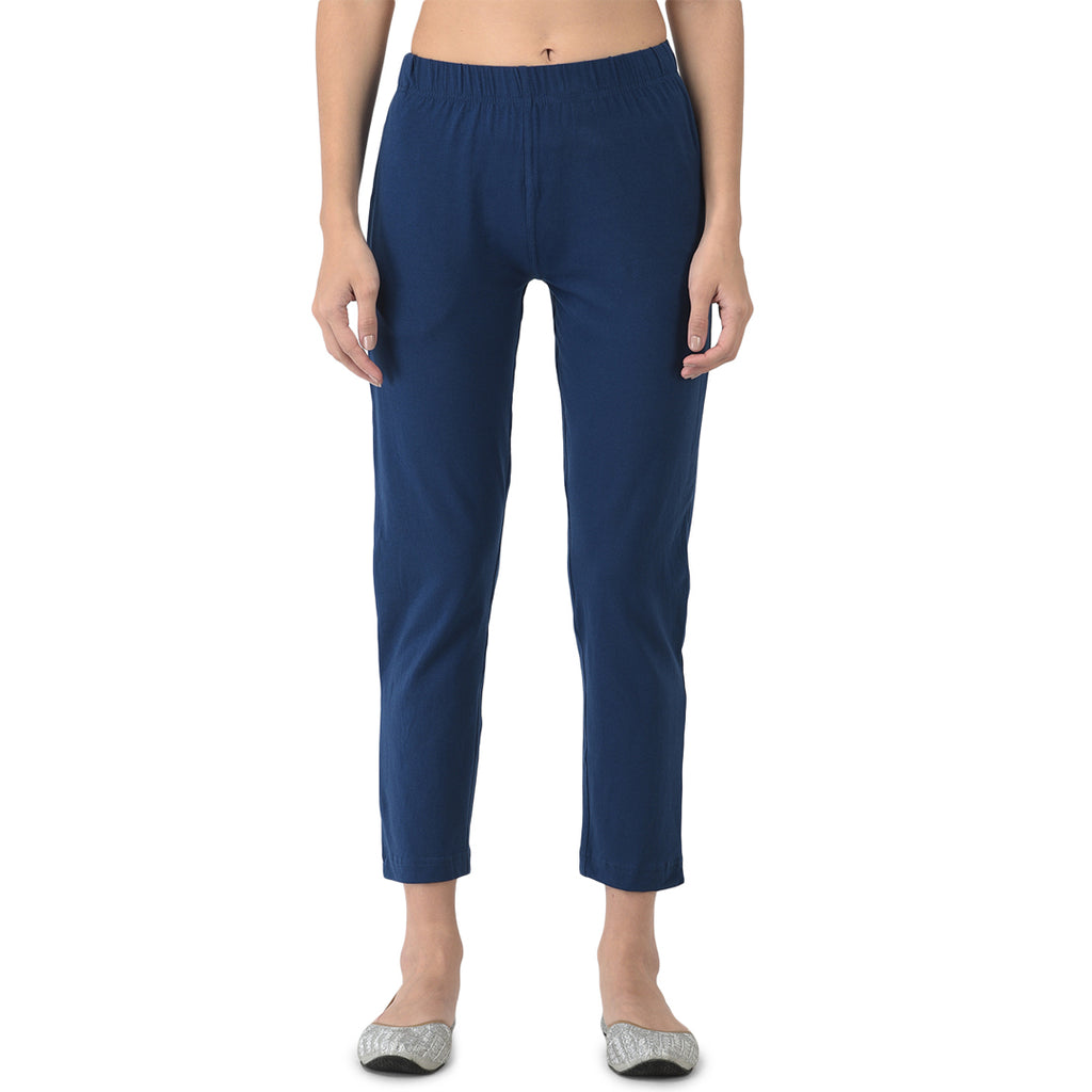 Softline Women's Kurti Pants in Cotton Rich Fabric with Mid Rise Fit, 4 Way-Stretchability, Soft Elastic Waistband, and Quick Dry Properties