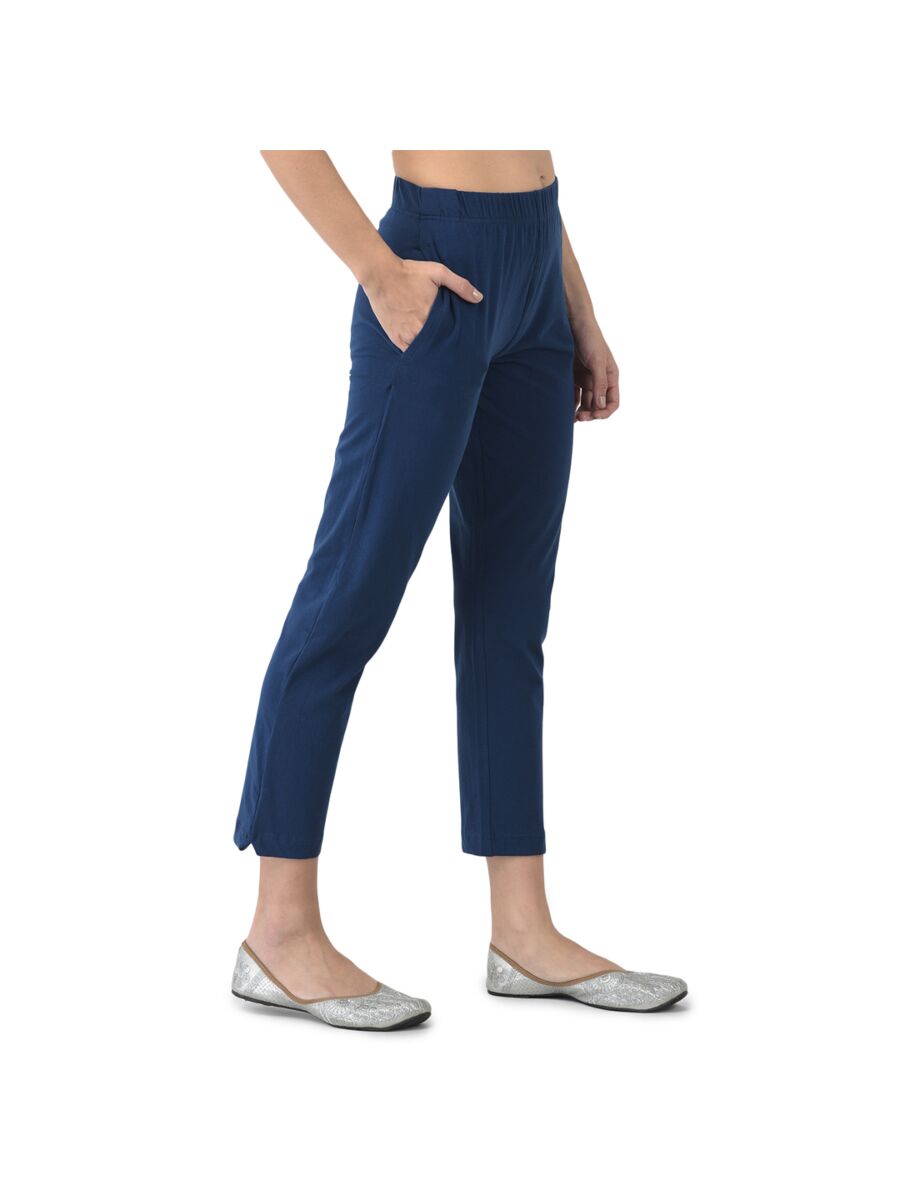 Softline Women's Kurti Pants in Cotton Rich Fabric with Mid Rise Fit, 4 Way-Stretchability, Soft Elastic Waistband, and Quick Dry Properties