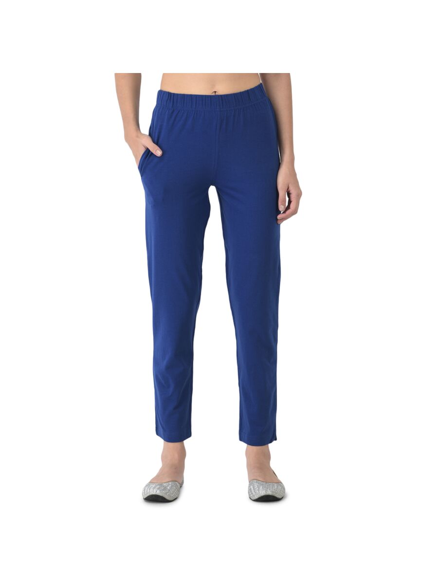 Softline Women's Kurti Pants in Cotton Rich Fabric with Mid Rise Fit, 4 Way-Stretchability, Soft Elastic Waistband, and Quick Dry Properties