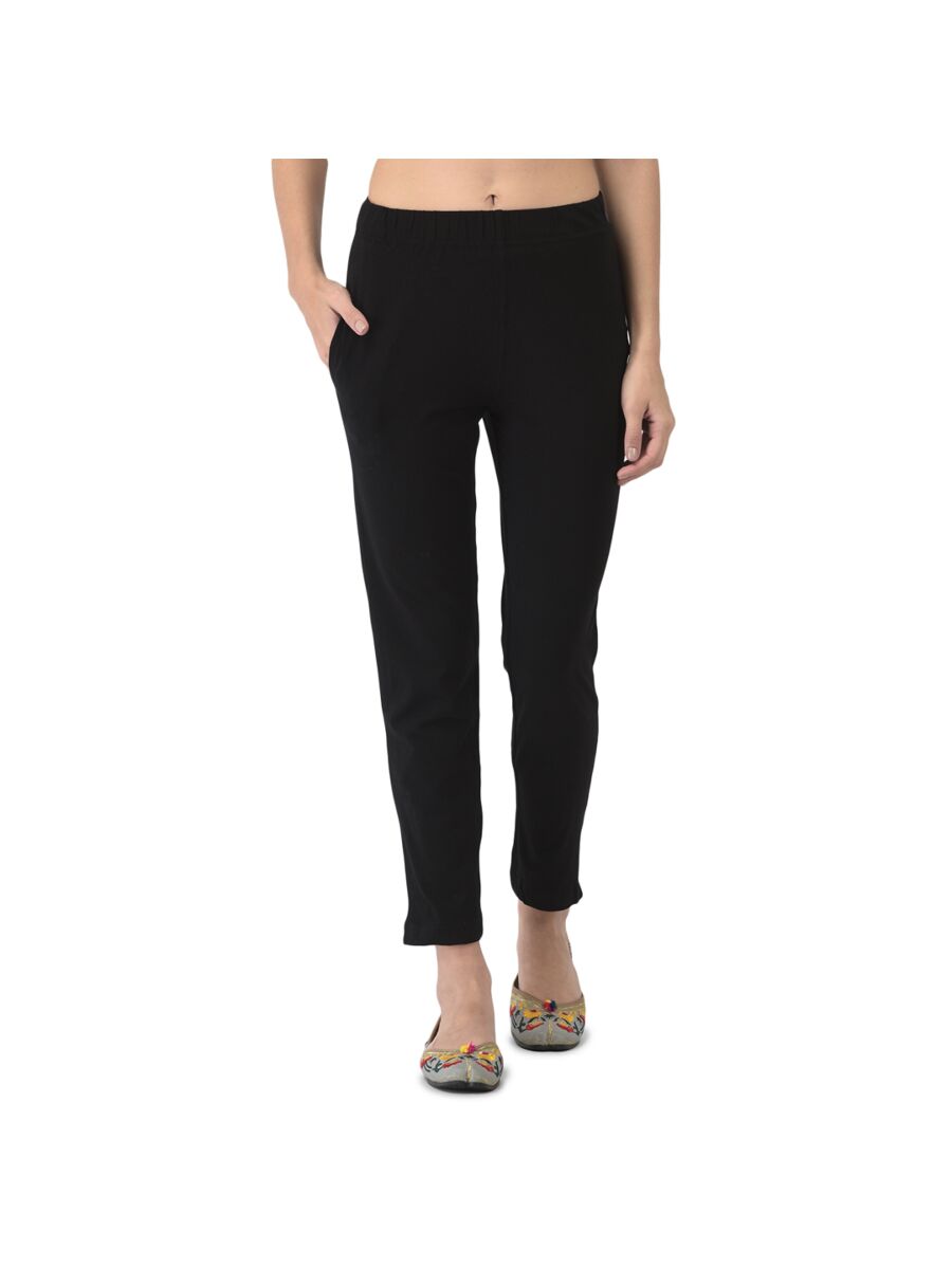 Softline Women's Kurti Pants in Cotton Rich Fabric with Mid Rise Fit, 4 Way-Stretchability, Soft Elastic Waistband, and Quick Dry Properties