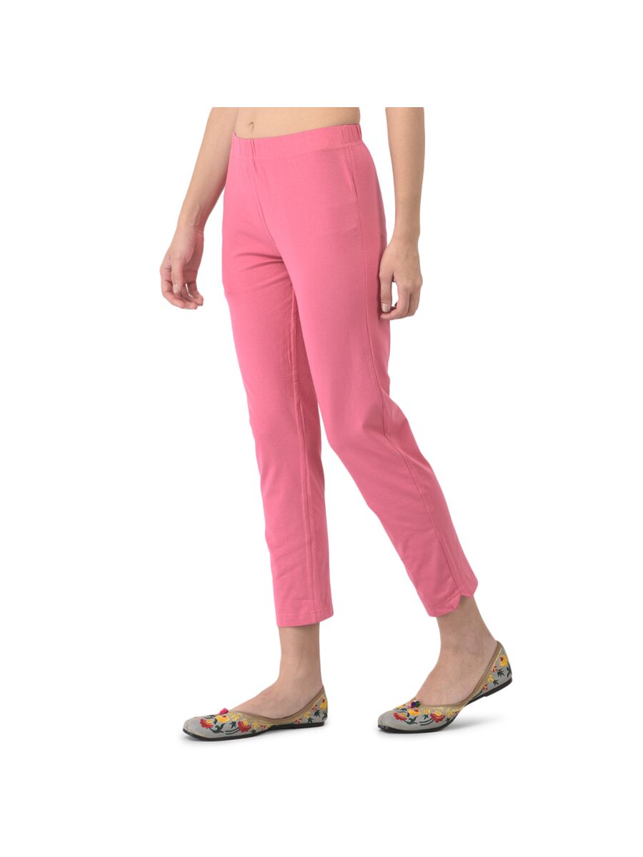 Softline Women's Kurti Pants in Cotton Rich Fabric with Mid Rise Fit, 4 Way-Stretchability, Soft Elastic Waistband, and Quick Dry Properties