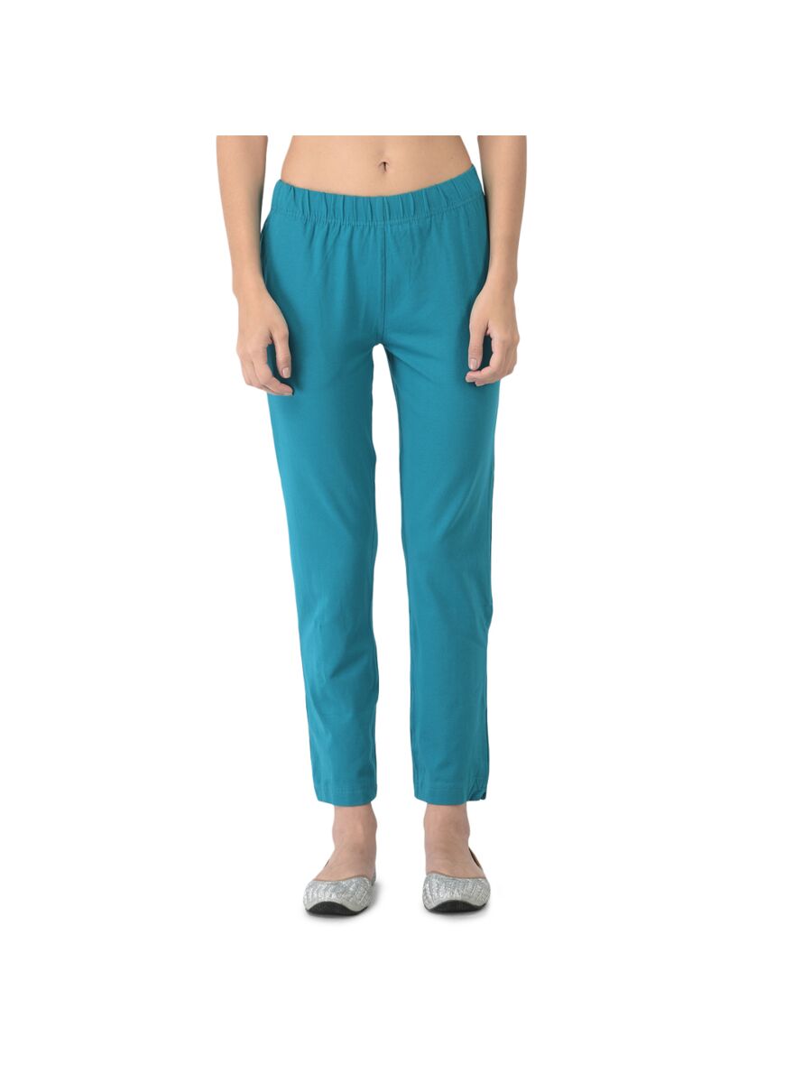 Softline Women's Kurti Pants in Cotton Rich Fabric with Mid Rise Fit, 4 Way-Stretchability, Soft Elastic Waistband, and Quick Dry Properties