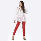 Softline Women's Kurti Pants in Cotton Rich Fabric with Mid Rise Fit, 4 Way-Stretchability, Soft Elastic Waistband, and Quick Dry Properties