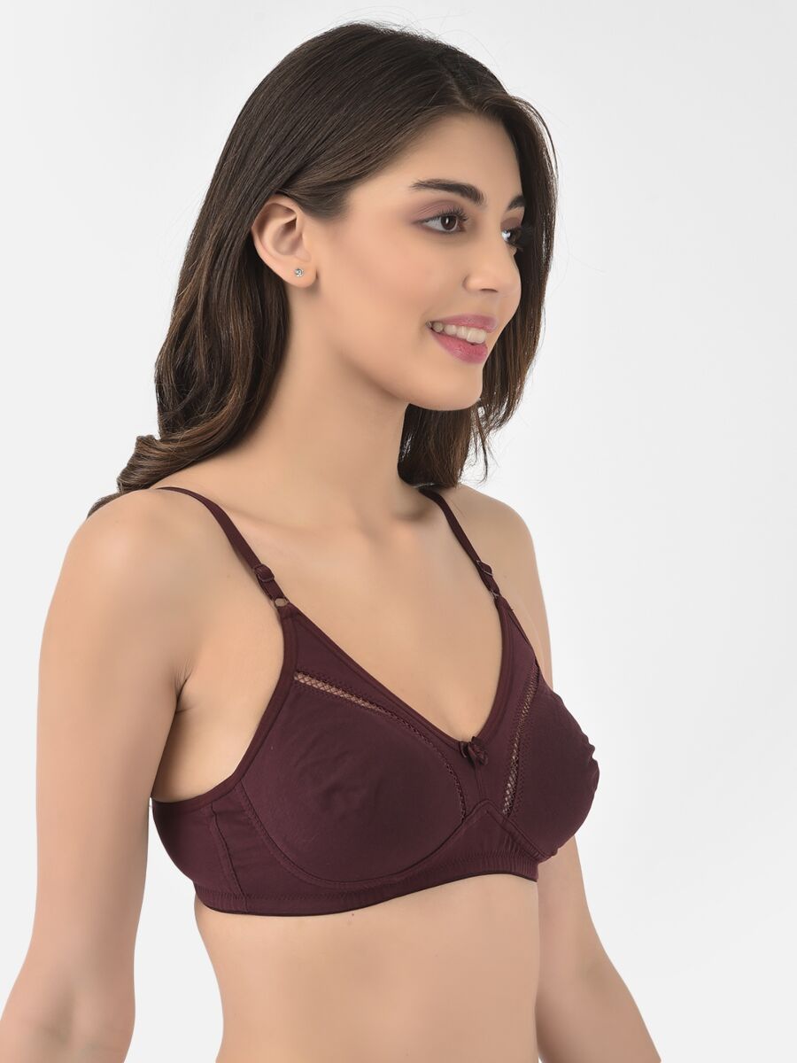 Softline Women's Non Padded Wire Free Bra in Cotton Stretch Fabric with Elastic Straps, Full Cup design, and Hook Closure (2053)