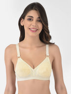 Softline Women's Non Padded Wire Free Bra in 100% Shifley Embroidery Cotton Fabric with  Full Coverage Cups, Broad Elastic Straps, and Hook Closure (1061)