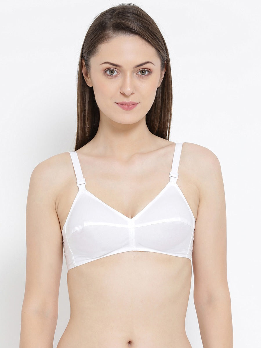 Softline Women's Non Padded Wire Free Bra in 100% Cotton Fabric with Elastic Straps and Hook Closure