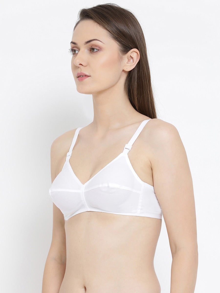 Softline Women's Non Padded Wire Free Bra in 100% Cotton Fabric with Elastic Straps and Hook Closure