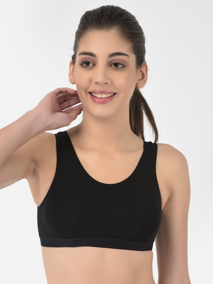 Softline Women's Non Padded Wire Free Sports T-Shirt Bra in Cotton Stretch Fabric with Full Cup Coverage, Broad Underband, Double Layered Cups, and Slip On Design (2057)