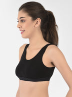 Softline Women's Non Padded Wire Free Sports T-Shirt Bra in Cotton Stretch Fabric with Full Cup Coverage, Broad Underband, Double Layered Cups, and Slip On Design (2057)