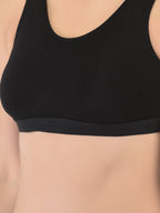 Softline Women's Non Padded Wire Free Sports T-Shirt Bra in Cotton Stretch Fabric with Full Cup Coverage, Broad Underband, Double Layered Cups, and Slip On Design (2057)