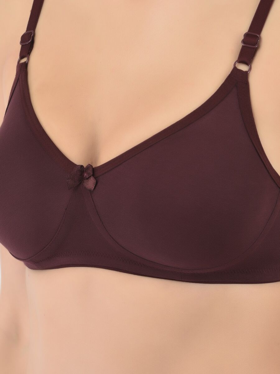 Softline Women's Non Padded Wire Free T-shirt Bra in Cotton Poly Fabric with Elastic Straps, Double Layered Moulded Cups, and Hook Closure (2054)