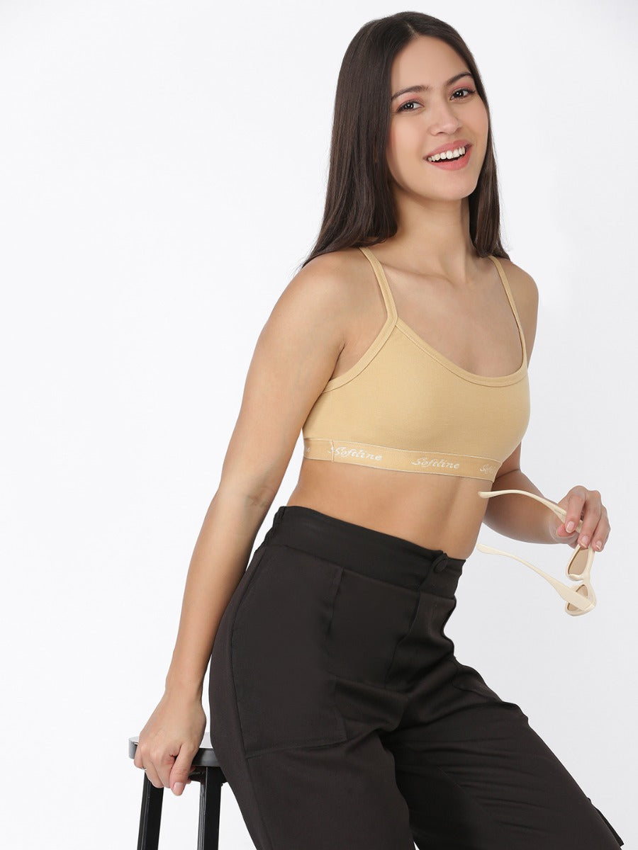 Softline Women's Non Padded Wire Free Bra in 100 % Polyester Fabric with Elastic Straps and Easy Slip On Style