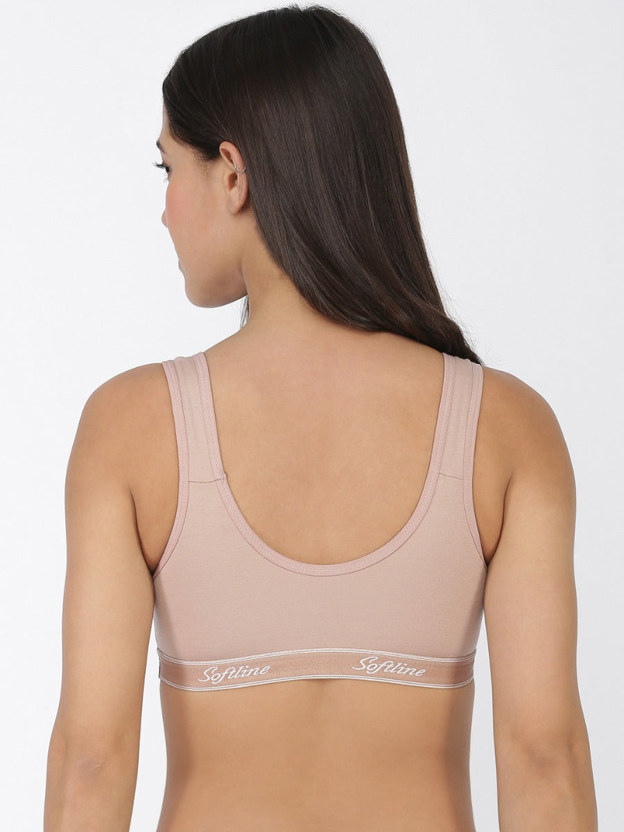 Softline Women's Non Padded Wire Free Sports Bra in 100% Polyester Fabric with High Elasticity, No Hook Design, and Slip on Style