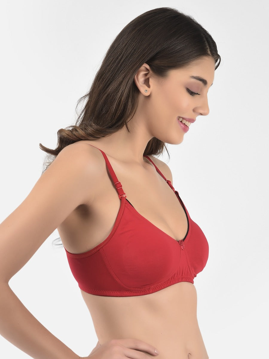 Softline Women's Non Padded Wire Free T-Shirt Bra in Cotton Stretch Fabric with Elastic Straps, Full Cup design, and Hook Closure (2056)