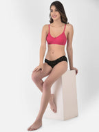 Softline Women's Non Padded Wire Free Bra in Cotton Stretch Fabric with Double Layered Cups Full Coverage, Elastic Straps, and Hook Closure (1054)