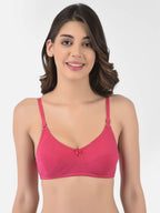 Softline Women's Non Padded Wire Free Bra in Cotton Stretch Fabric with Double Layered Cups Full Coverage, Elastic Straps, and Hook Closure (1054)