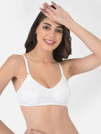 Softline Women's Non Padded Wire Free Bra in Cotton Stretch Fabric with Double Layered Cups Full Coverage, Elastic Straps, and Hook Closure (1054)