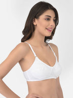 Softline Women's Non Padded Wire Free Bra in Cotton Stretch Fabric with Double Layered Cups Full Coverage, Elastic Straps, and Hook Closure (1054)