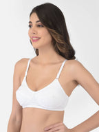 Softline Women's Non Padded Wire Free Bra in Cotton Stretch Fabric with Double Layered Cups Full Coverage, Elastic Straps, and Hook Closure (1054)