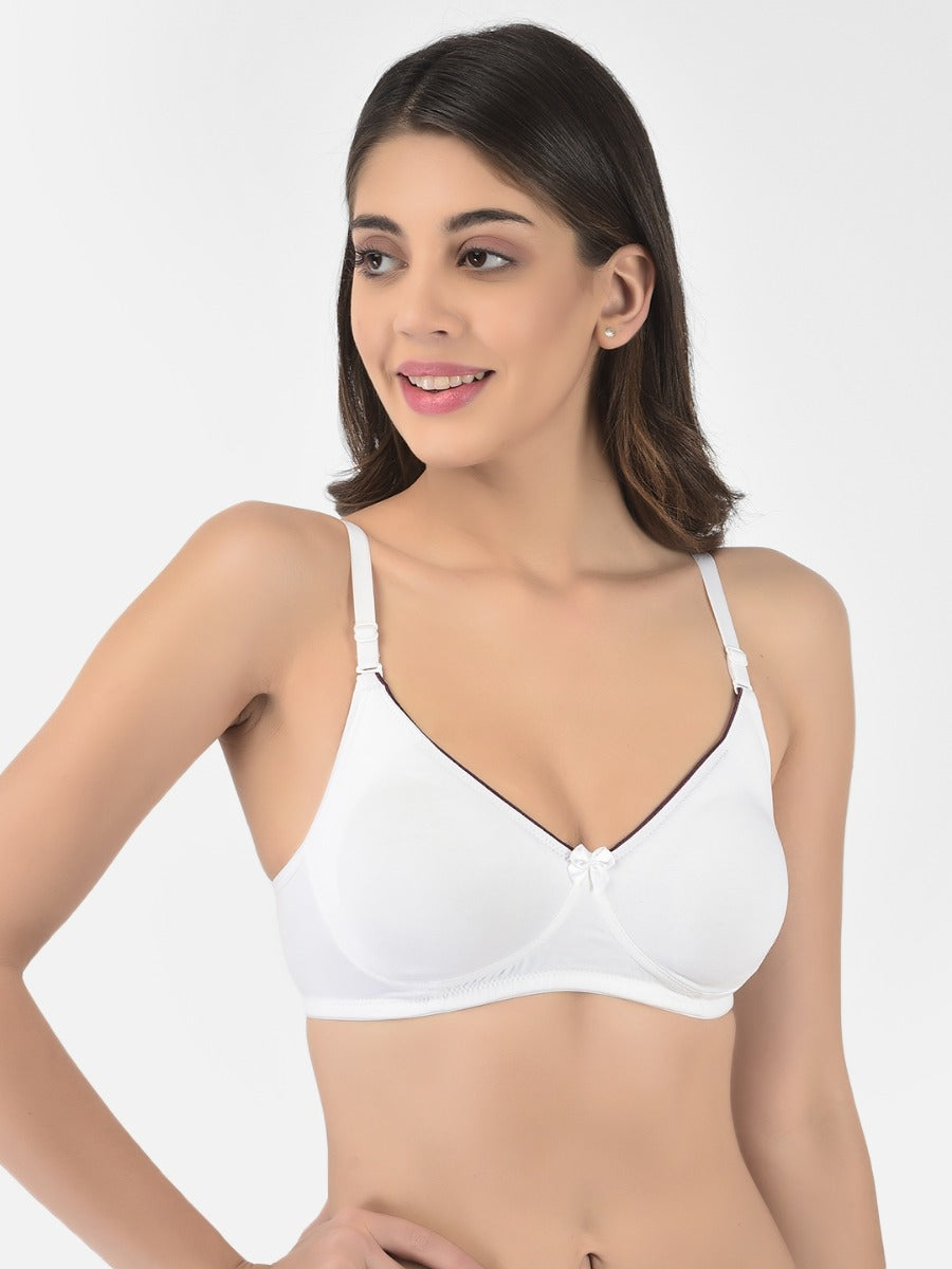 Softline Women's Non Padded Wire Free T-Shirt Bra in Cotton Stretch Fabric with Elastic Straps, Full Cup design, and Hook Closure (2056)