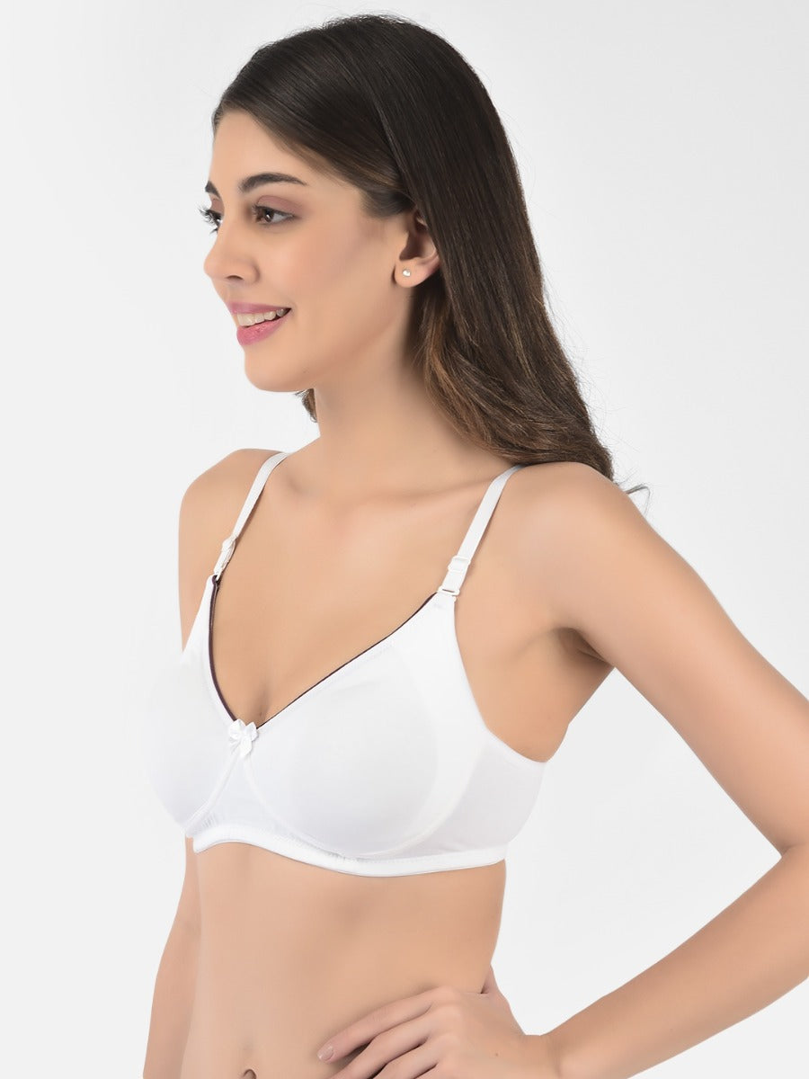 Softline Women's Non Padded Wire Free T-Shirt Bra in Cotton Stretch Fabric with Elastic Straps, Full Cup design, and Hook Closure (2056)