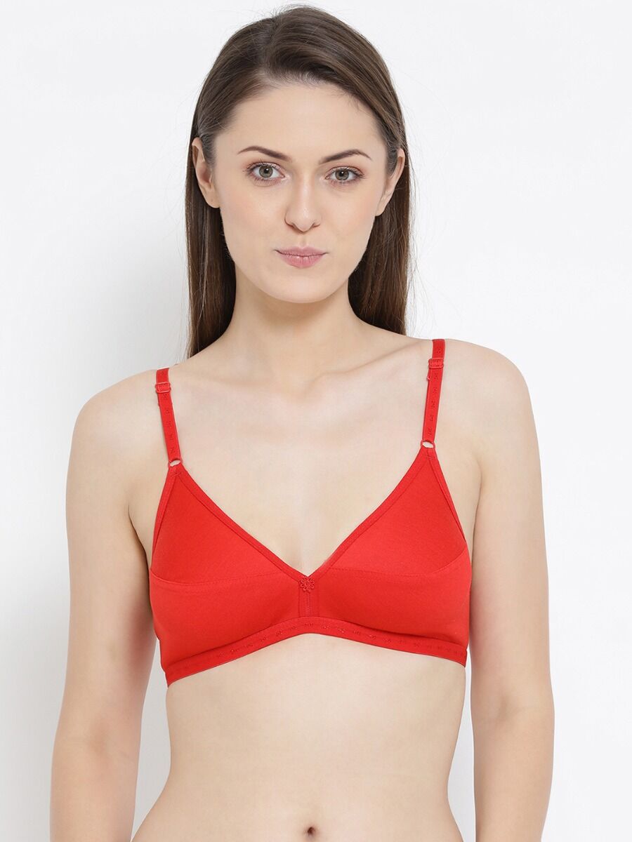 Softline Women's Non Padded Wire Free Bra in Cotton Poly Fabric with Elastic Straps and Hook Closure