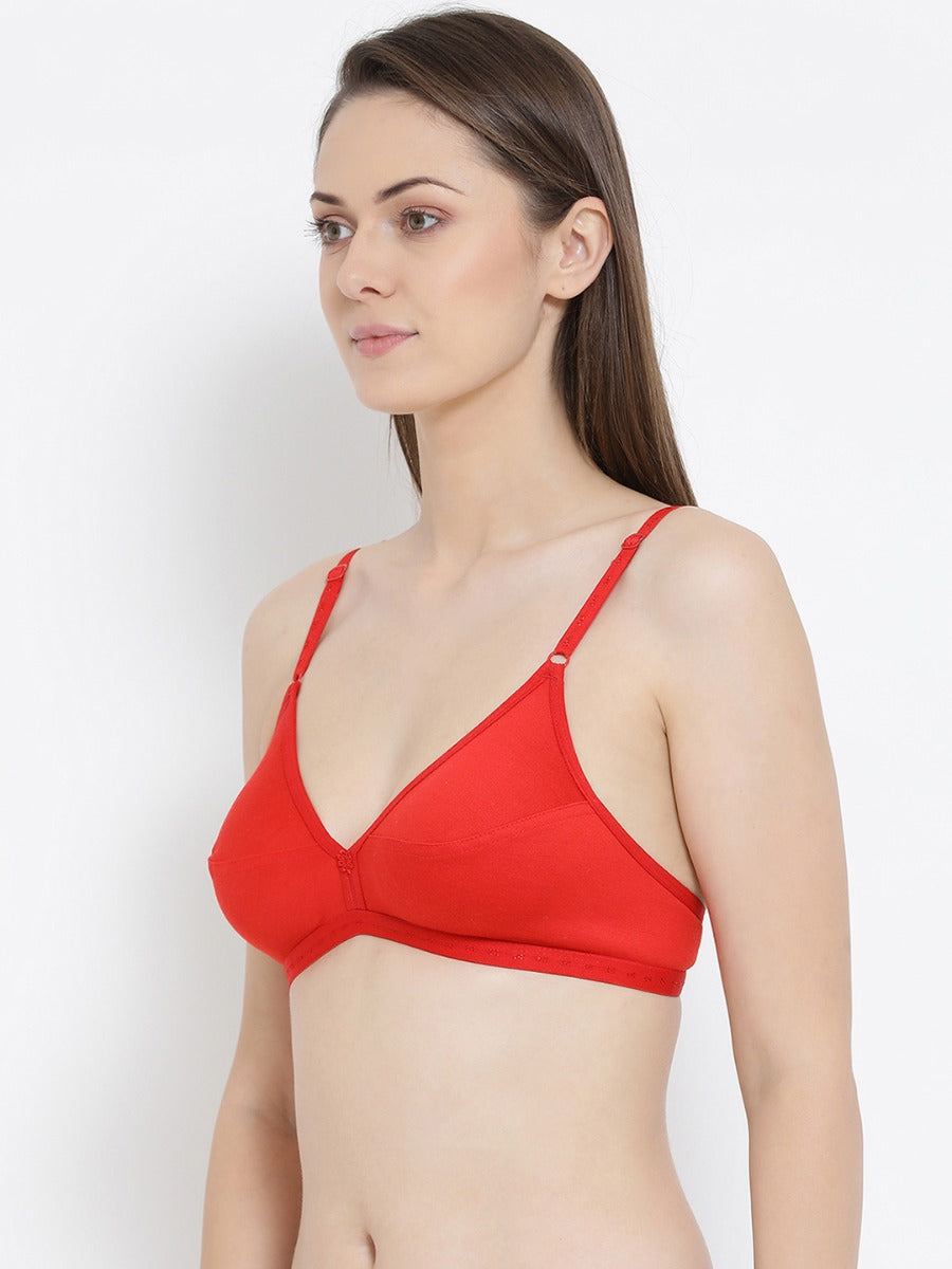 Softline Women's Non Padded Wire Free Bra in Cotton Poly Fabric with Elastic Straps and Hook Closure