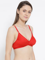 Softline Women's Non Padded Wire Free Bra in Cotton Poly Fabric with Elastic Straps and Hook Closure