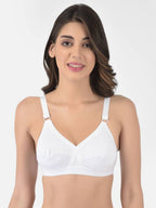 Softline Women's Non Padded Wire Free Bra in 100% Shifley Embroidery Cotton Fabric with  Full Coverage Cups, Broad Elastic Straps, and Hook Closure (1060)