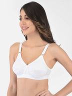 Softline Women's Non Padded Wire Free Bra in 100% Shifley Embroidery Cotton Fabric with  Full Coverage Cups, Broad Elastic Straps, and Hook Closure (1060)