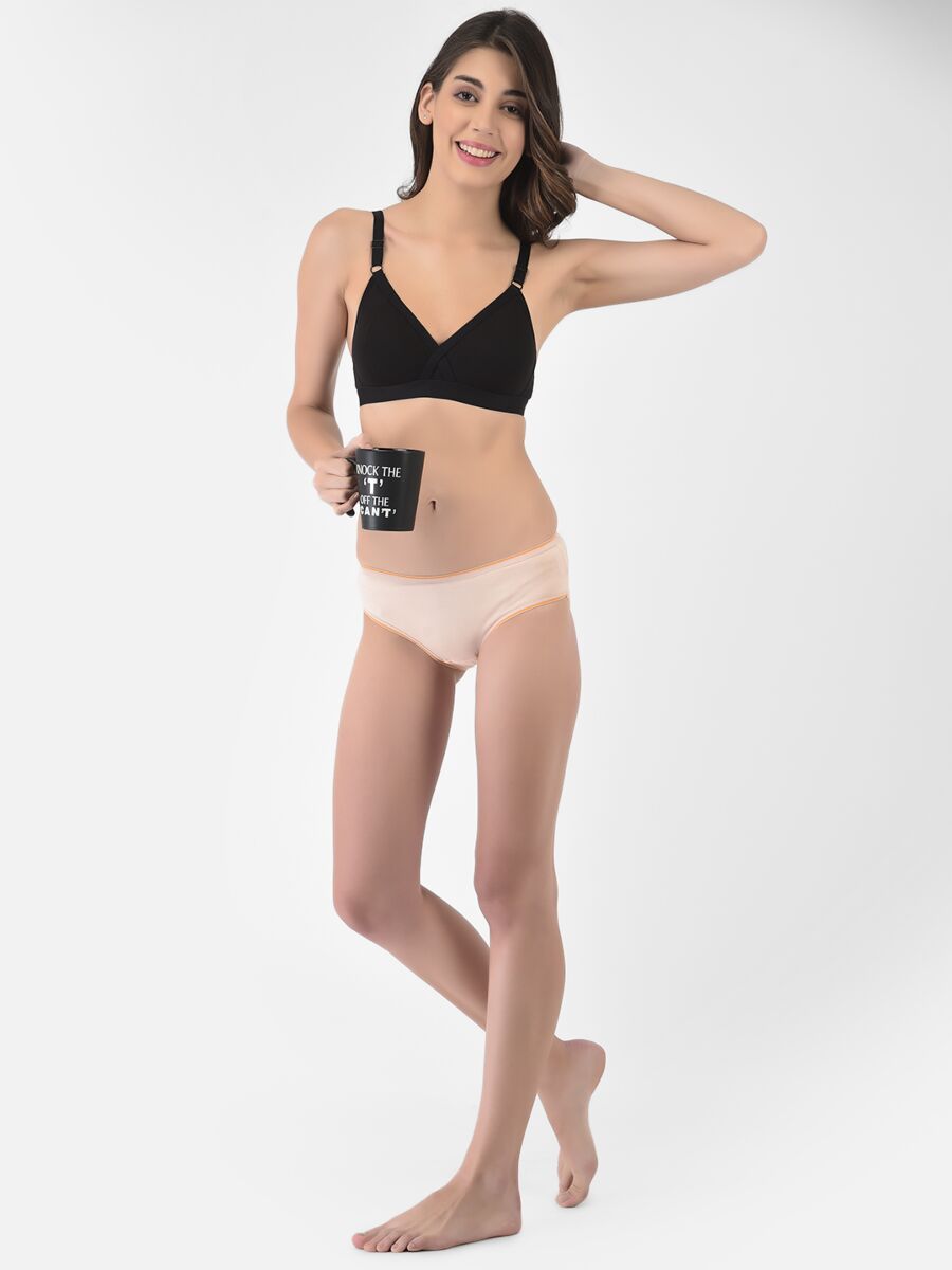 Softline Women's Non Padded Wire Free   T-shirt  Bra in Cotton Poly Fabric with Cross Neck Elastic Straps, Double Layered Moulded Cups, and Hook Closure (2051)