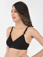 Softline Women's Non Padded Wire Free   T-shirt  Bra in Cotton Poly Fabric with Cross Neck Elastic Straps, Double Layered Moulded Cups, and Hook Closure (2051)