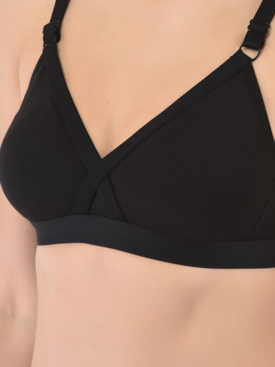 Softline Women's Non Padded Wire Free   T-shirt  Bra in Cotton Poly Fabric with Cross Neck Elastic Straps, Double Layered Moulded Cups, and Hook Closure (2051)