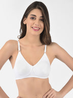 Softline Women's Non Padded Wire Free Bra in Cotton Stretch Fabric with Elastic Straps, Full Cup design, and Hook Closure (2055)