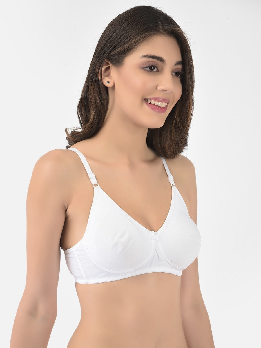 Softline Women's Non Padded Wire Free Bra in Cotton Stretch Fabric with Elastic Straps, Full Cup design, and Hook Closure (2055)