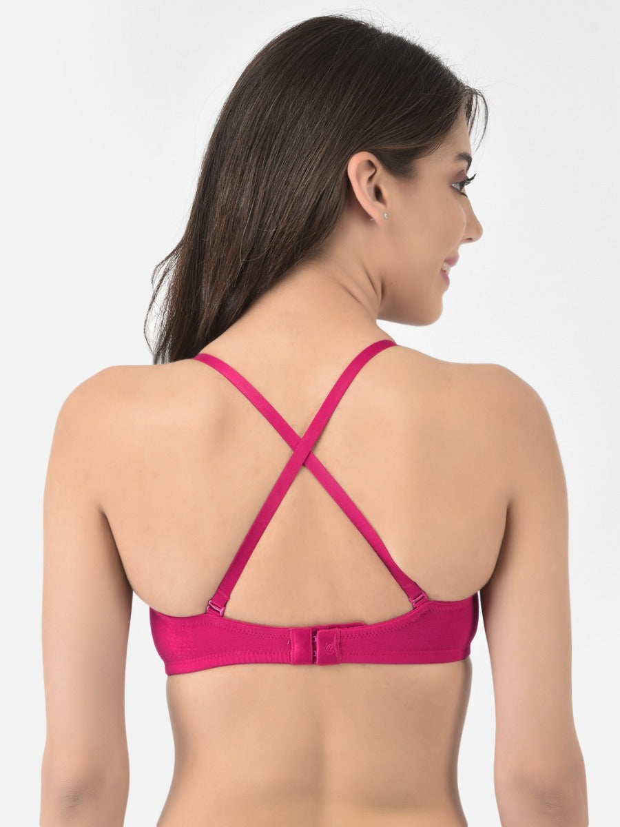 Softline Women's Padded Wired T-Shirt Bra in Cotton Stretch Fabric with Elastic Straps, Full Cup design, and Hook Closure (2060)
